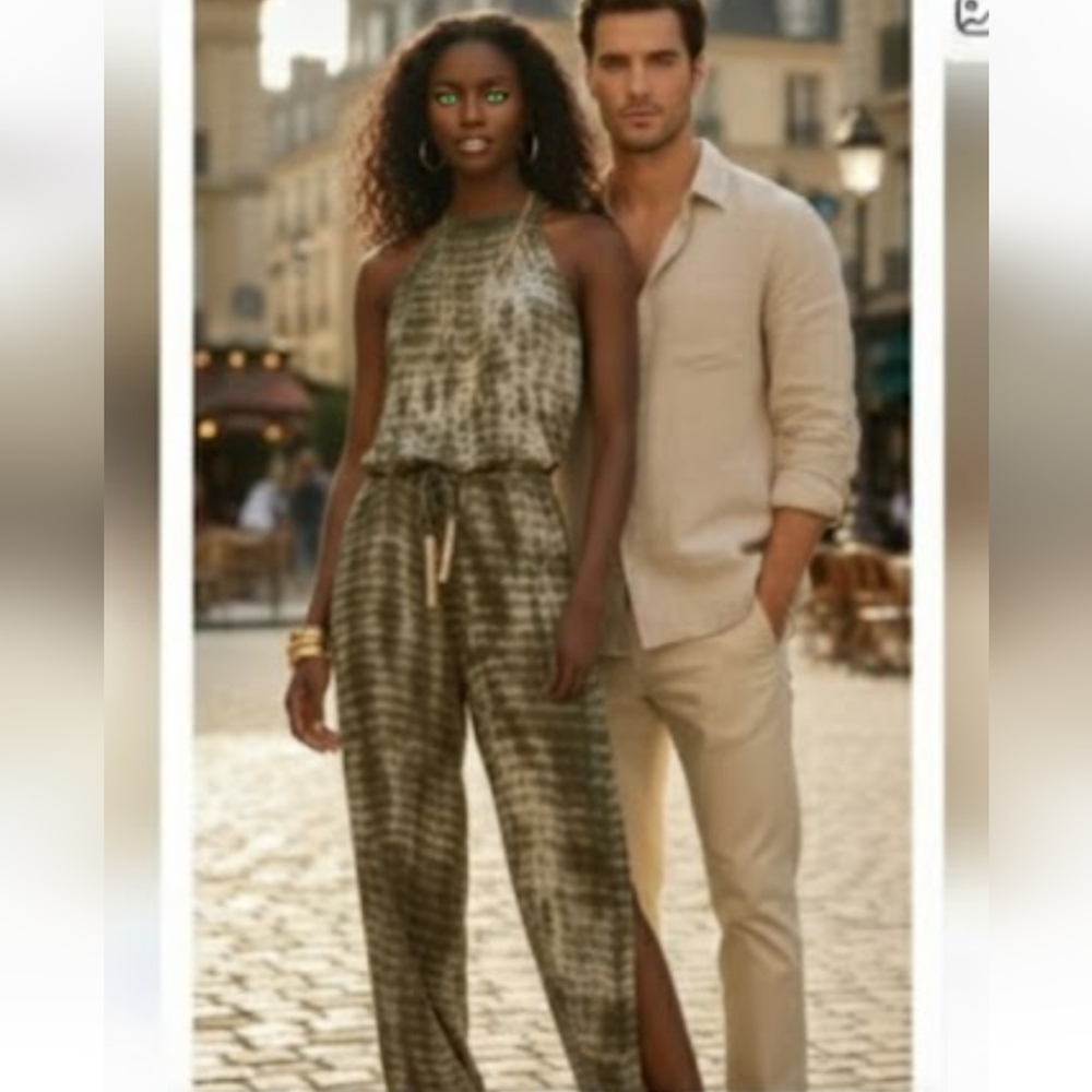 Sold Rocking Gypsy Green Jumpsuit - Picture 2 of 6